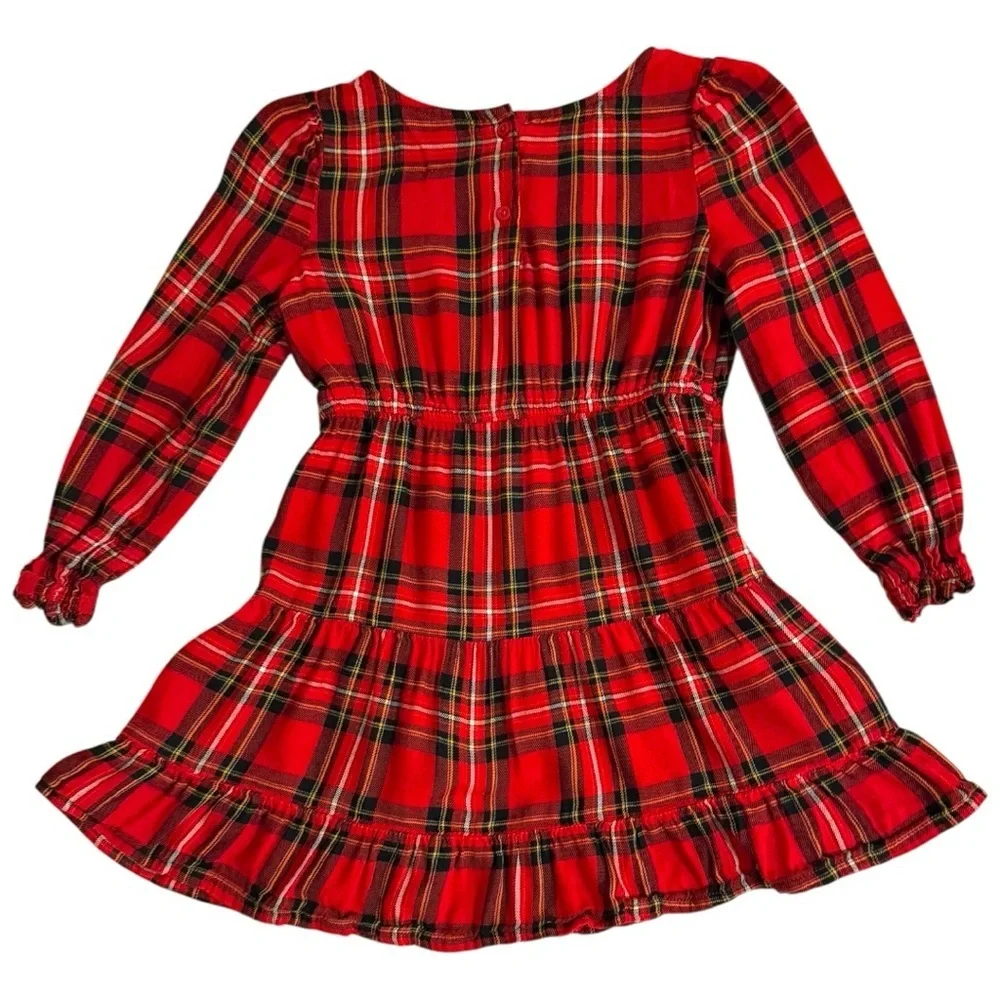 Red Plaid Long Sleeve Dress